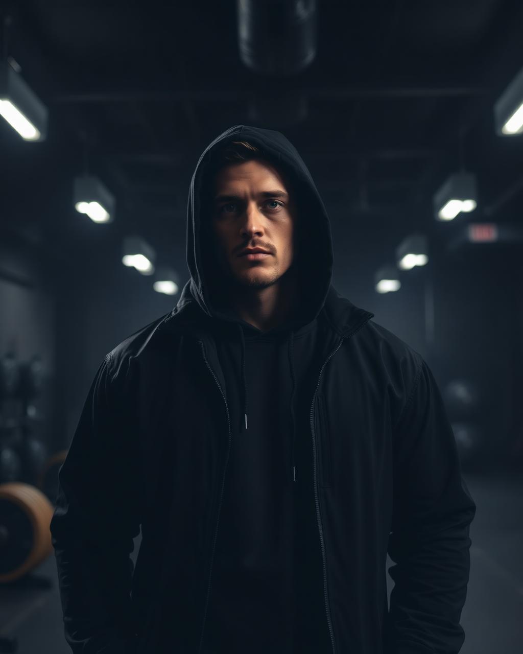 Man wearing an ME8 hoodie and zip jacket