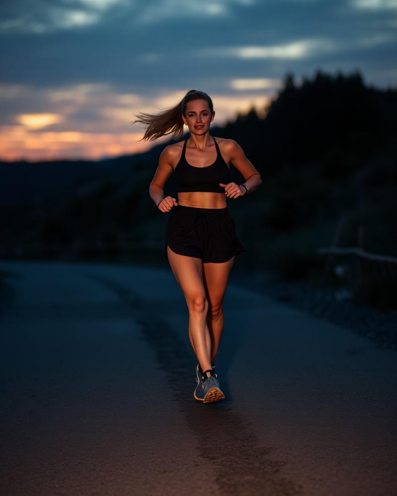 Woman running in ME8 shorts